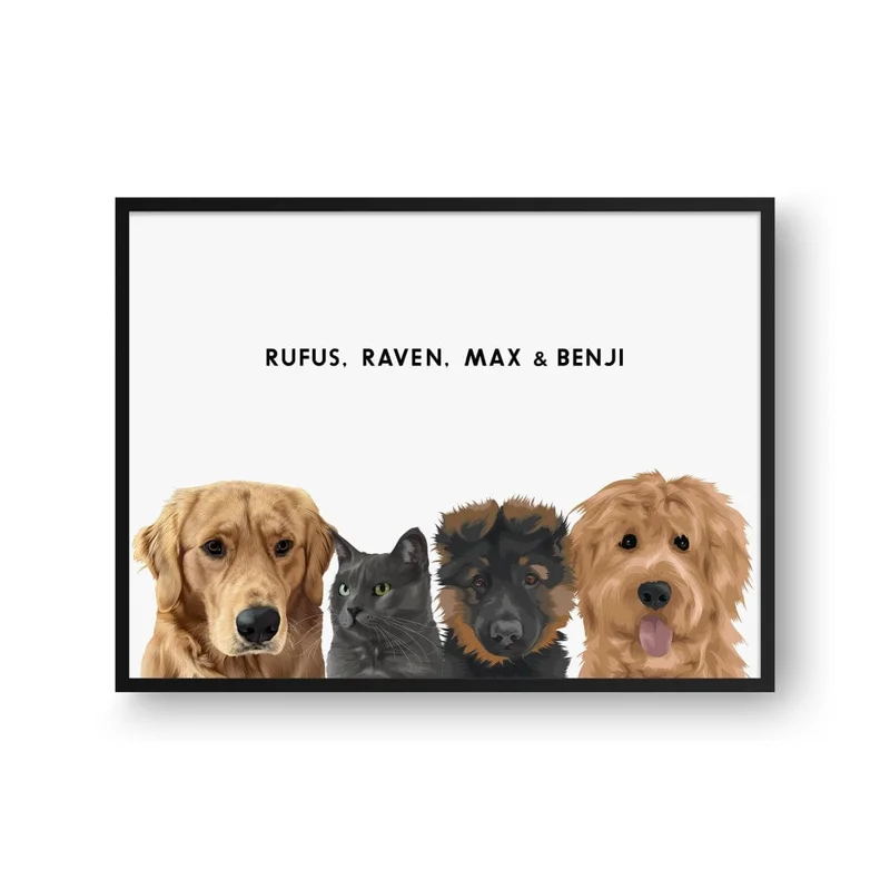 Image of Modern Pet Portrait - Four Pets