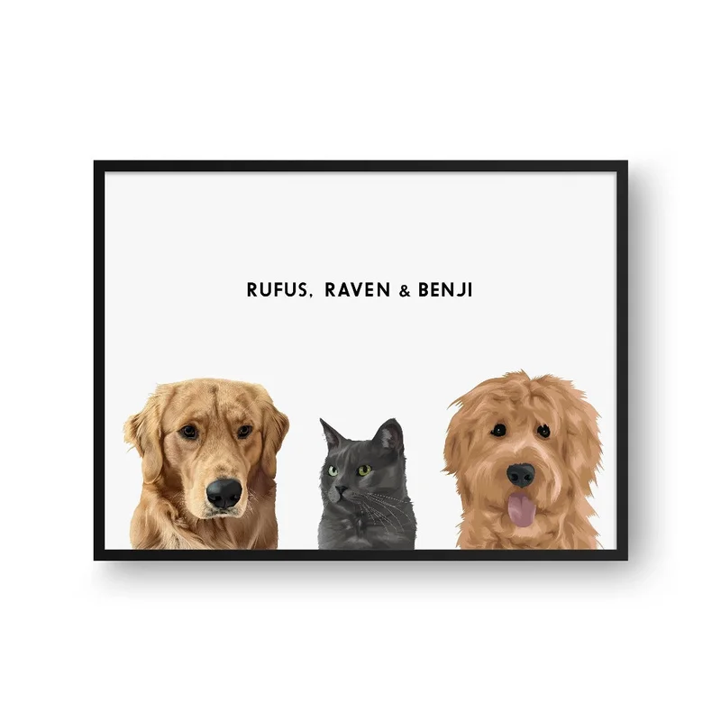 Image of Modern Pet Portrait - Three Pets