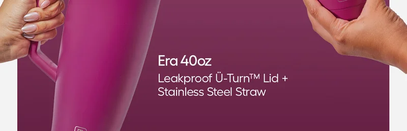 Era 40oz: Leakproof Ü-Turn™ Lid + Stainless Steel Straw