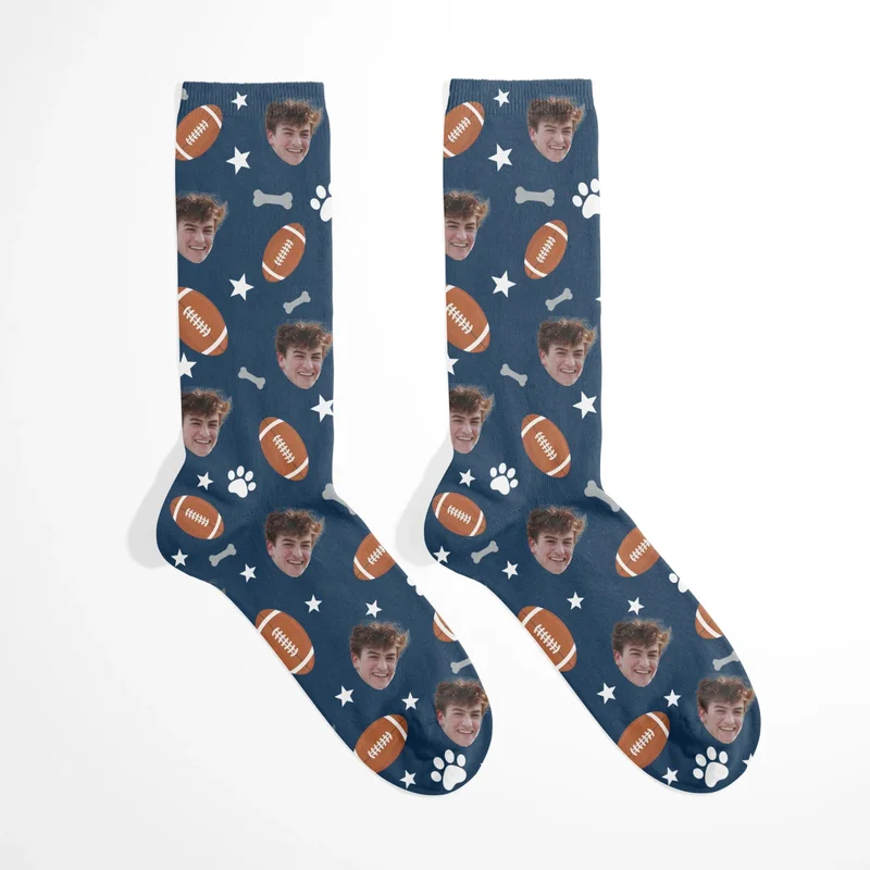 Image of Personalized American Football Photo Socks