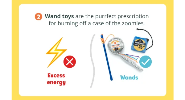 2. Wand toys are the purrfect prescription for burning off a case of the zoomies. Excess energy —> Wands.