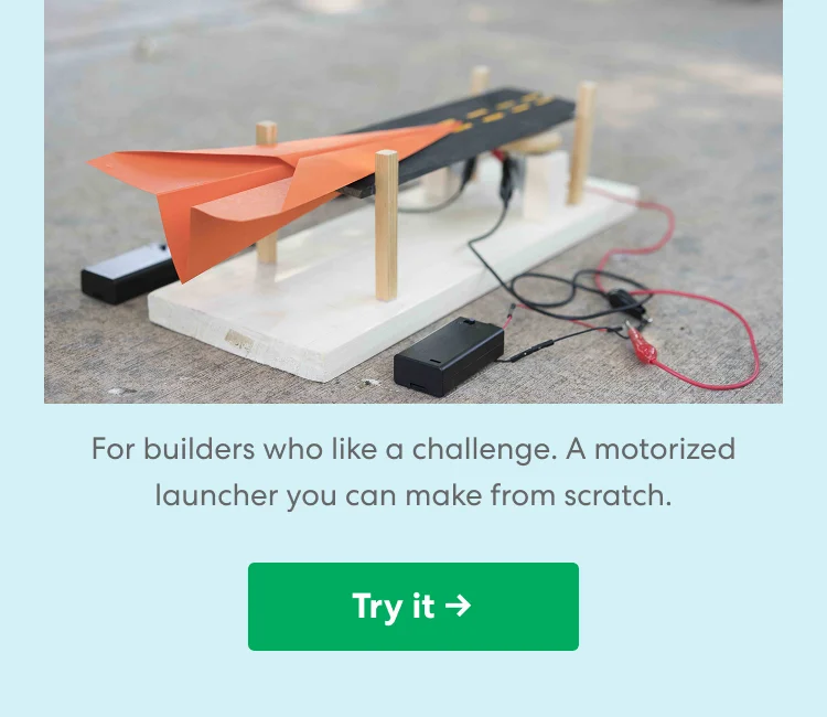 DIY Paper Plane Launchers: For builders who like a challenge. A motorized launcher you can make from scratch. Try it!
