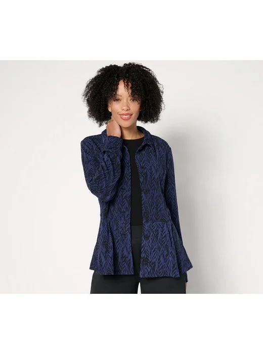 GRAVER Susan Graver Printed LK Fusion Button-Front Jacket