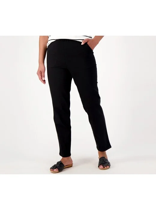 Denim & Co. Original Waist Stretch Petite Side Pocket Pant-Core