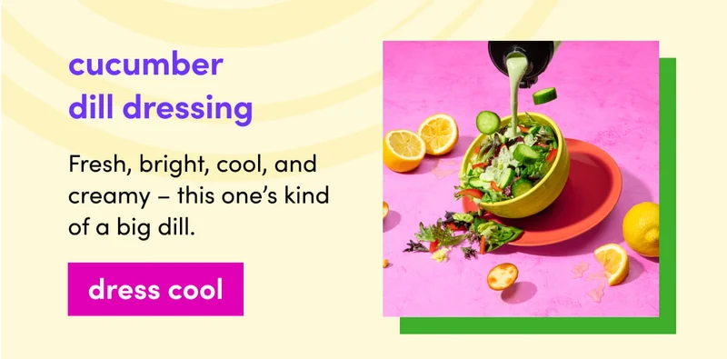 Adding a dressing to a salad bowl, surrounded by more fruits