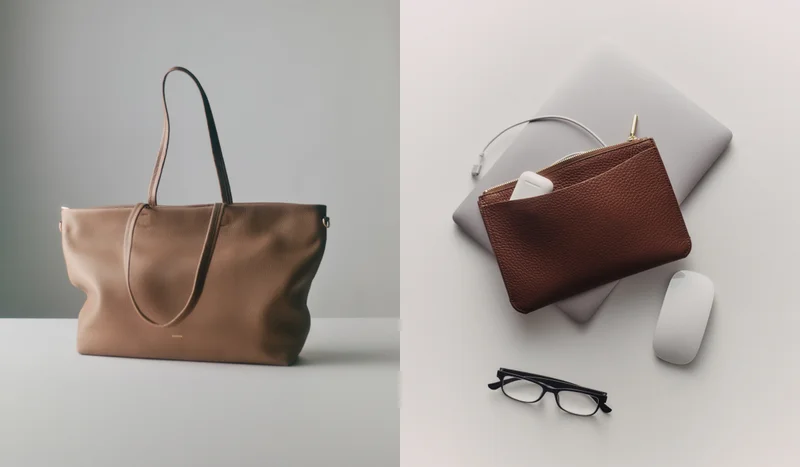 Classic Easy Zipper Tote Cappuccino, System Zipper Pouch Dark Chestnut