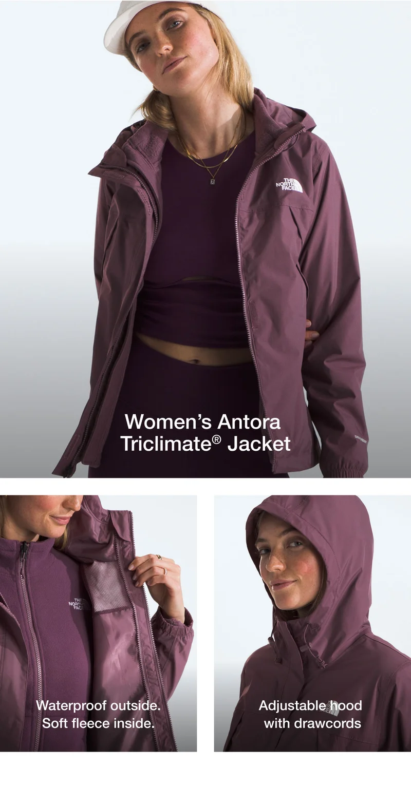 Women's Antora Triclimate Jacket. Waterproof DRYVENT technology and ultra-soft fleece help this midweight jacket keep you warm and dry.