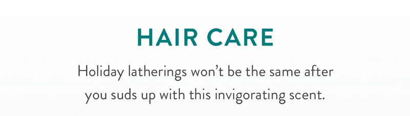Hair Care | Holiday latherings won’t be the same after you suds up with this invigorating scent.