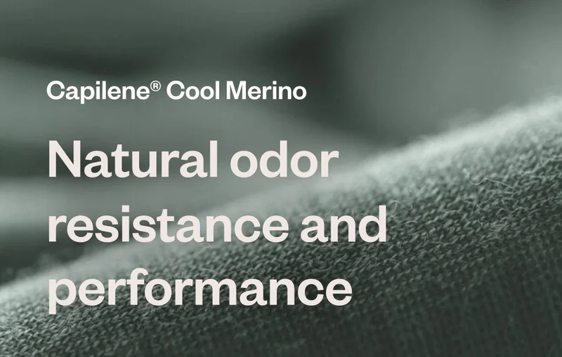 Capilene Cool Merino. Natural odor resistance and performance.