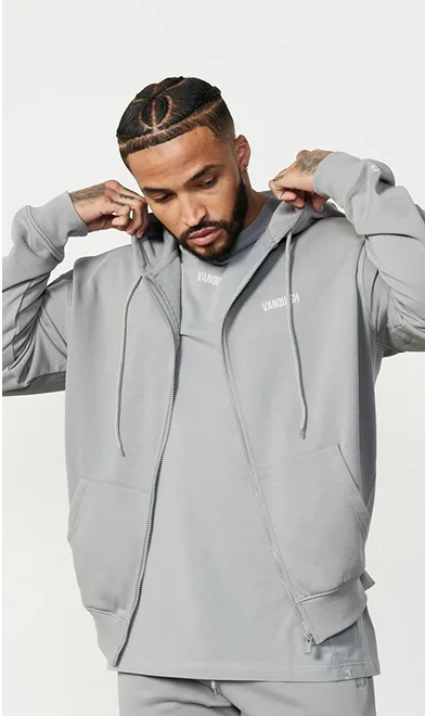 Vanquish Essential Steel Grey Oversized Full Zip Hoodie