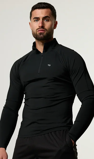 Vanquish Essential V2 Performance Black 1/4 Zip Top