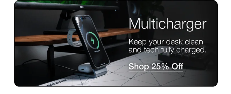 Multicharger Keep your desk clean and tech fully charged.