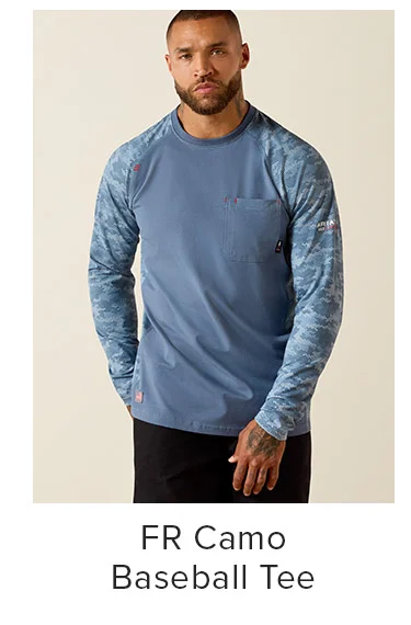 FR Camo Baseball Tee in Baleen Blue