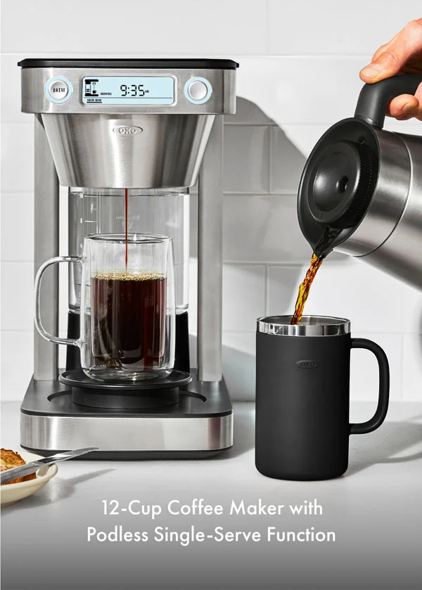 12-Cup Coffee Maker with Podless Single-Serve Function