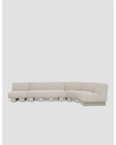 Lena Sectional Sofa by Sarah Sherman Samuel - Ivory Boucle / 142"W / Right-Facing