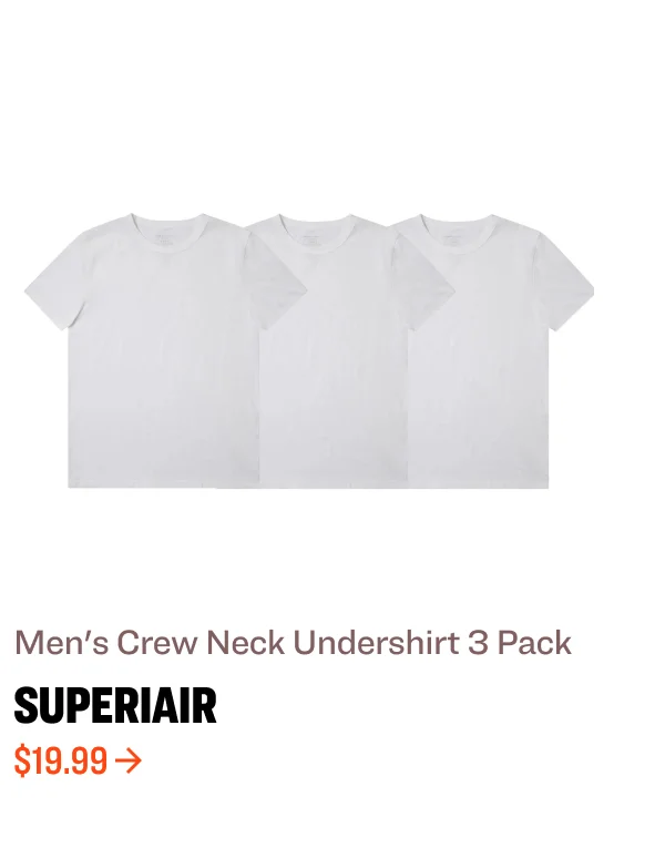 Men's crew neck undershirt 3 pack Superiair $19.99