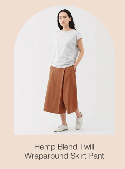 Shop Women's Hemp Blend Twill Wraparound Wide Dress Trousers