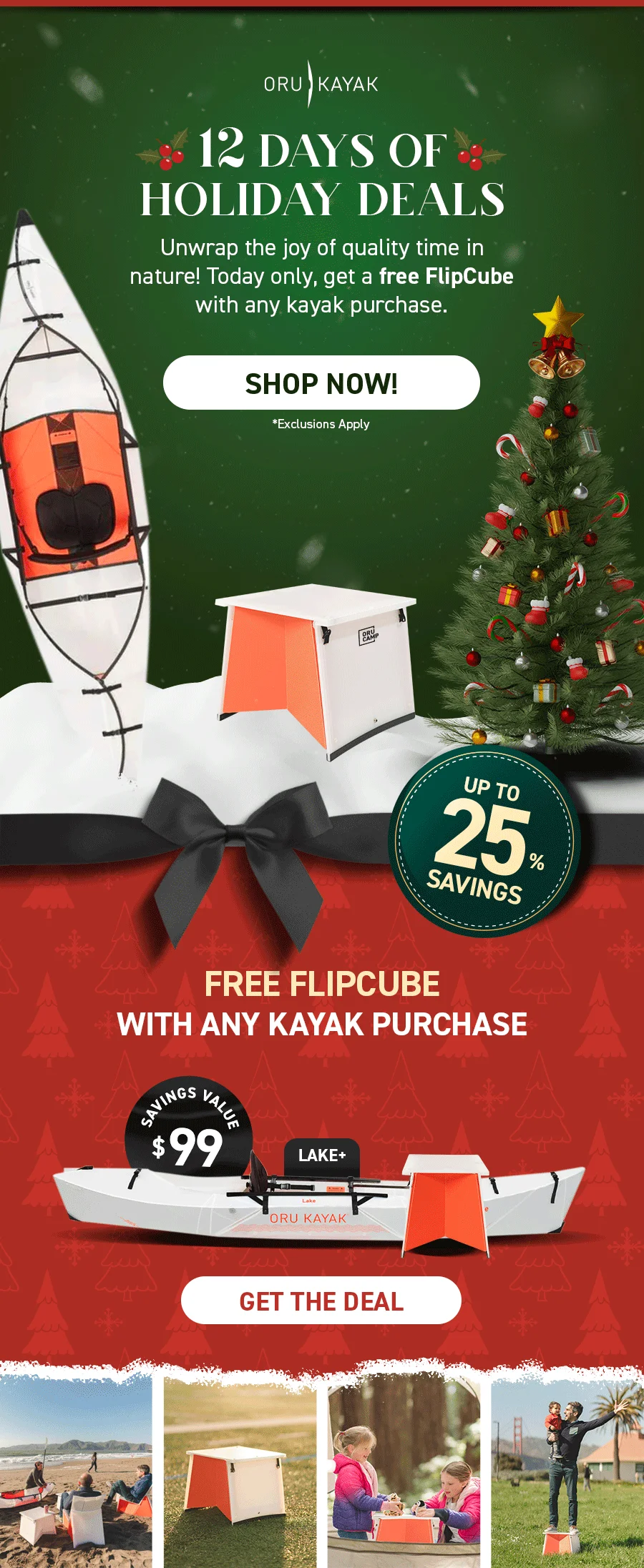12 Days of Holiday Deals! Today only,, get a free FlipCube with kayak purchase!