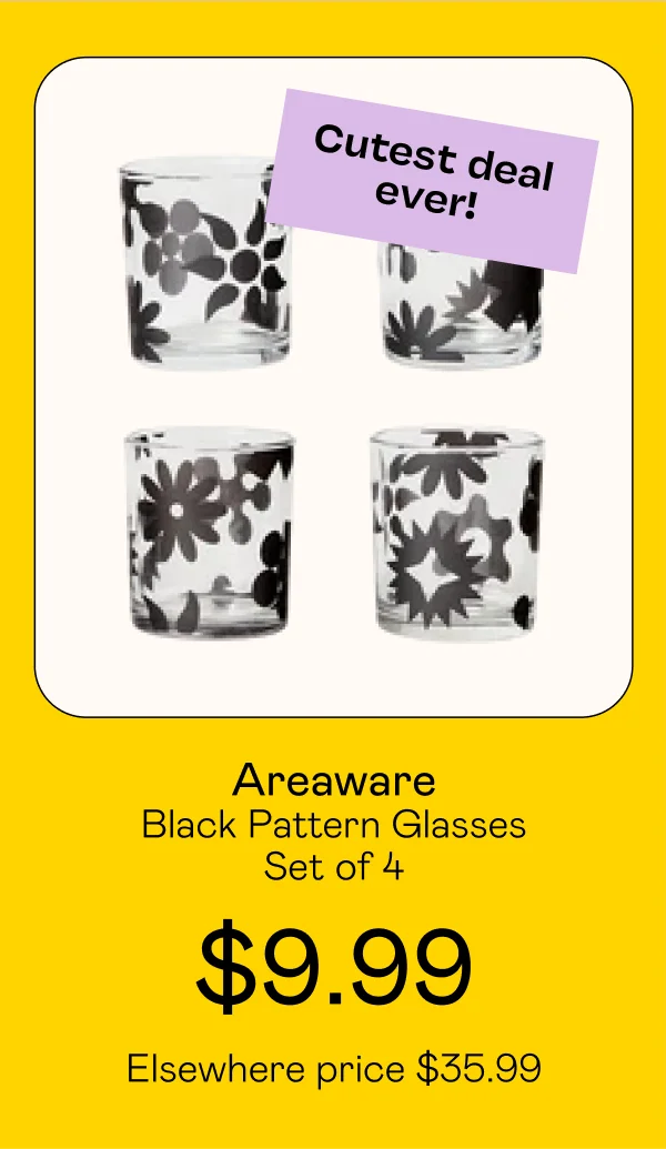 Black Pattern Glasses - Set of 4