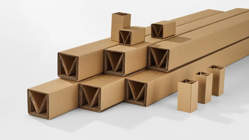Collection of brown shipping boxes against a white background.