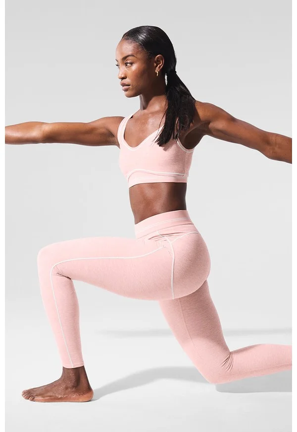 Alosoft High-Waist Heart Throb Legging - Pink Quartz Heather/White - Pink Quartz Heather/White / S