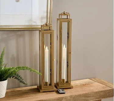 Home Reflections Indoor/Outdoor Set of 2 Taper Lanterns