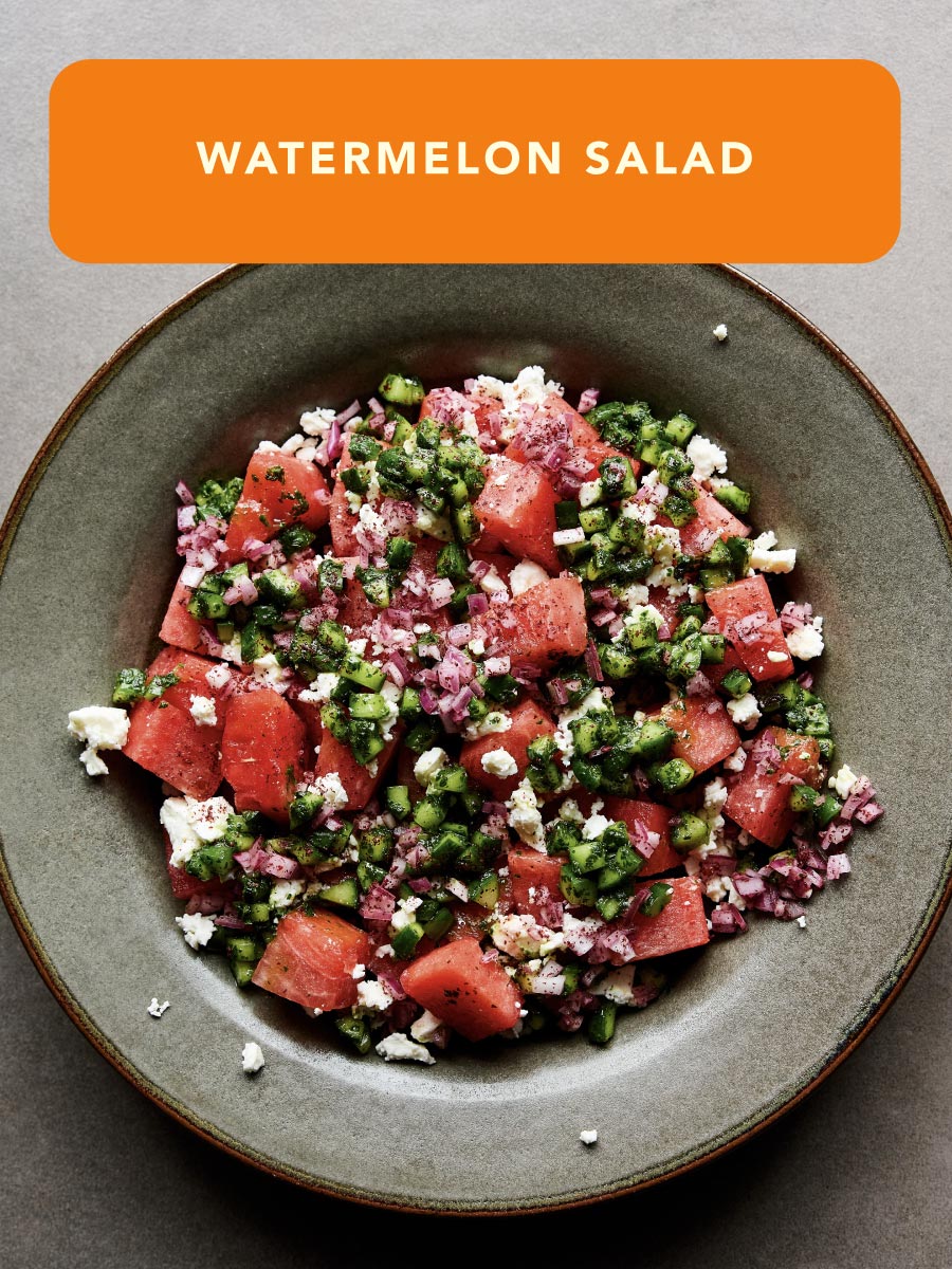 Watermelon Salad with Cucumber, Red Onion & Ricotta Salata