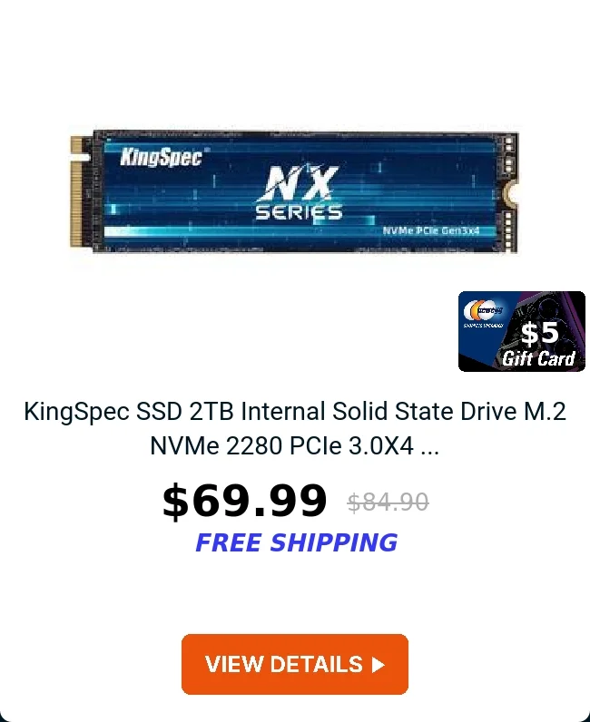 KingSpec SSD 2TB Internal Solid State Drive M.2 NVMe 2280 PCIe  3.0X4 ...