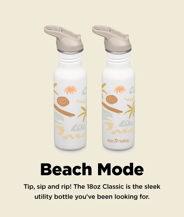 18oz Water Bottle - Beach Mode Graphic