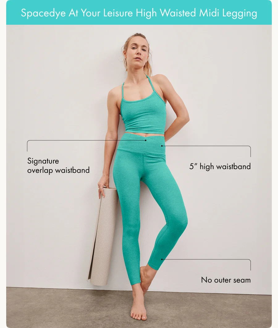 Spacedye At Your Leisure High Waisted Midi Legging in Caribbean Sea Heather