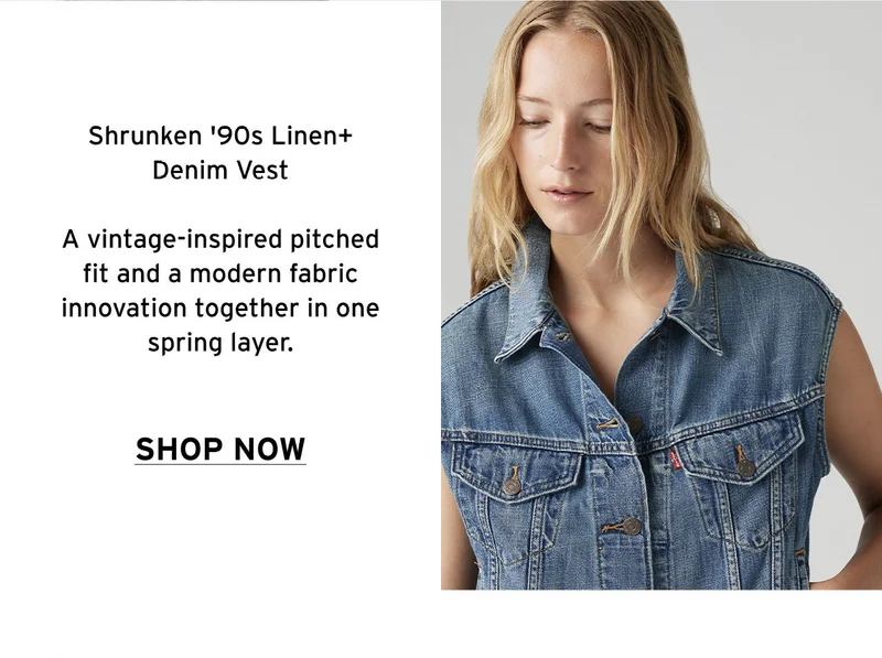 SHRUNKEN '90S LINEN+ DENIM VEST