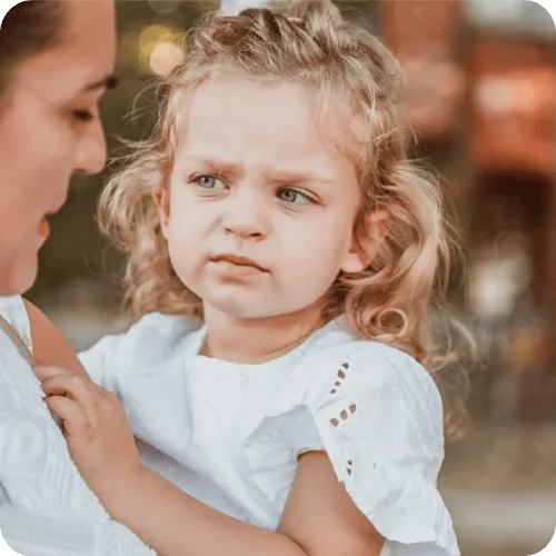 little girl giving mom the stink eye little girl giving mom the stink eye