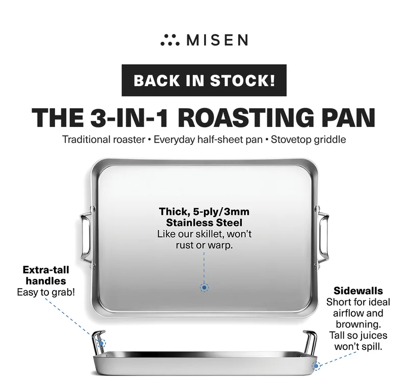 Back in stock! The 3-in-1 Roasting Pan.