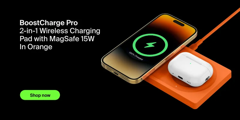 A 2-in-1 Wireless Charging Pad in Orange