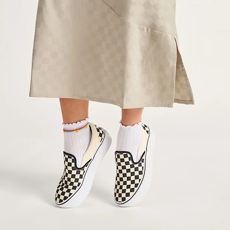 Classic Slip-On Platform Checkerboard Shoe