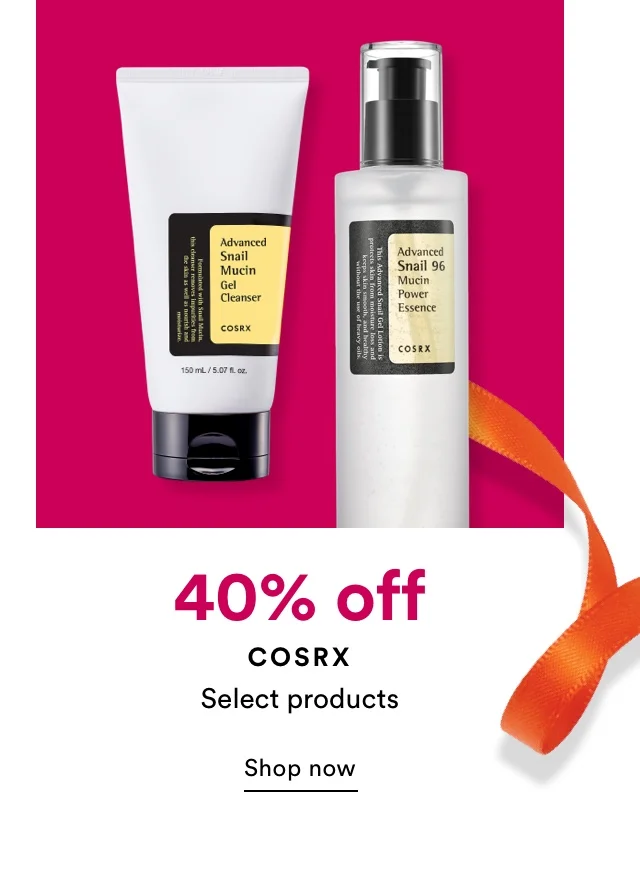 40% off COSRX select products | Shop now