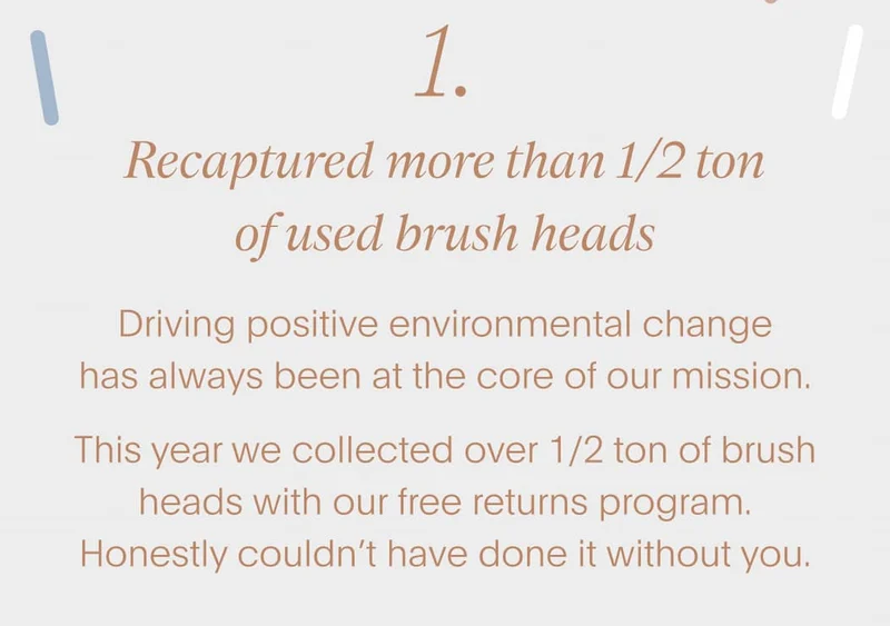Recaptured more than 1/2 ton of used brush heads