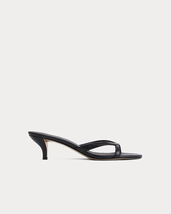 Image | Sculpted Heel Sandal | Black Leather