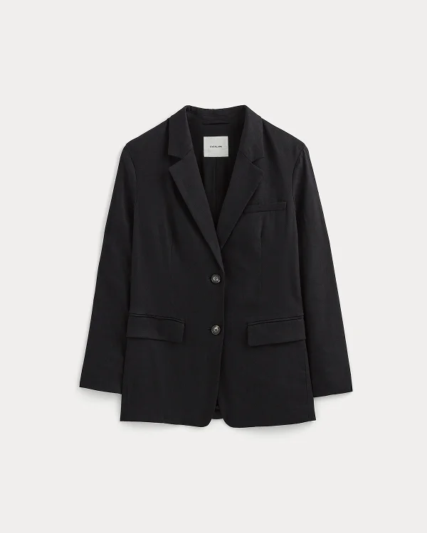 Image | The Oversized Blazer in Stretch Linen | Black