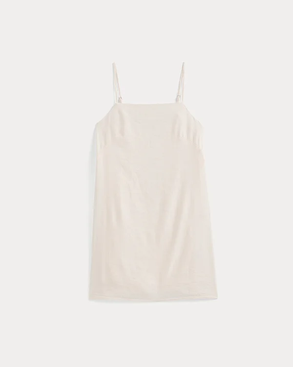 Image | Mini Shift Dress in Stretch Linen | Bone