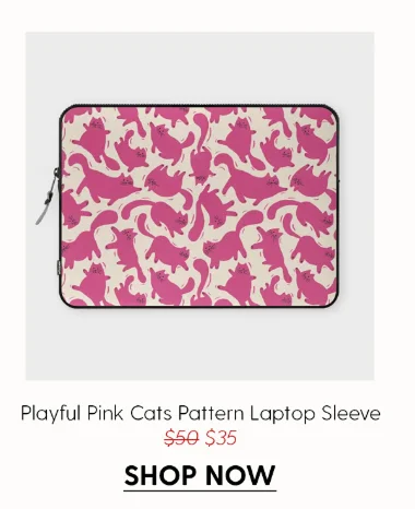 Playful Pink Cats Pattern Laptop Sleeve