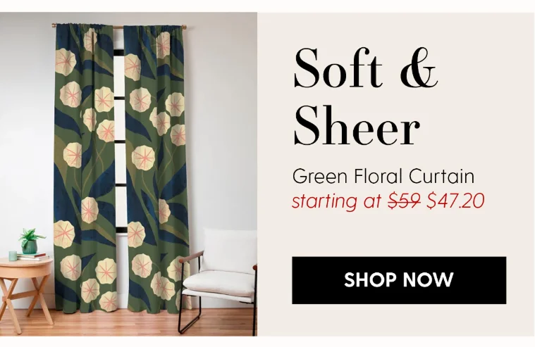 Green Floral Curtain