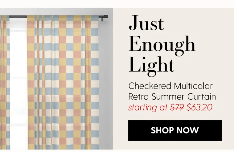 Checkered Multicolor Pattern XXXI Retro Summer Curtain