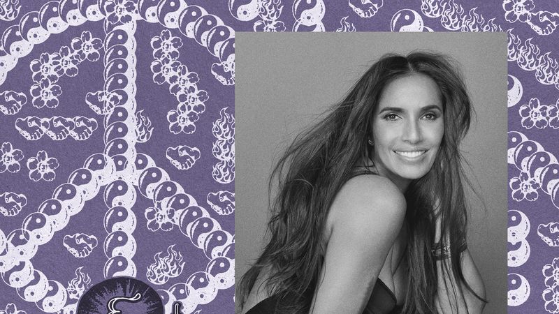 Image may contain: Padma Lakshmi, Face, Head, Person, Photography, Portrait, Adult, and Purple