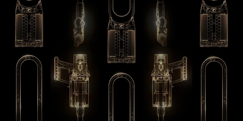 Blueprint drawings of Dyson technology