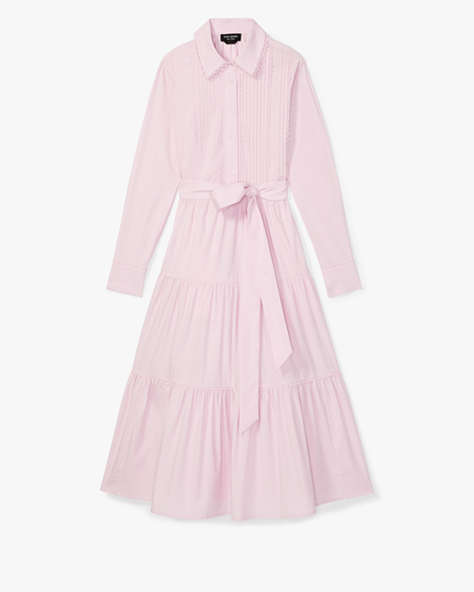 Pintuck Tiered Shirt Dress