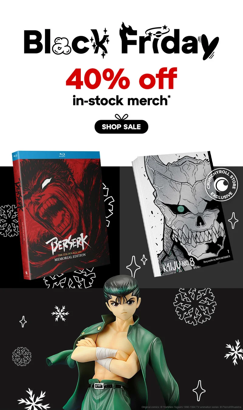 Black Friday. 40% off in-stock merch*. Shop sale.