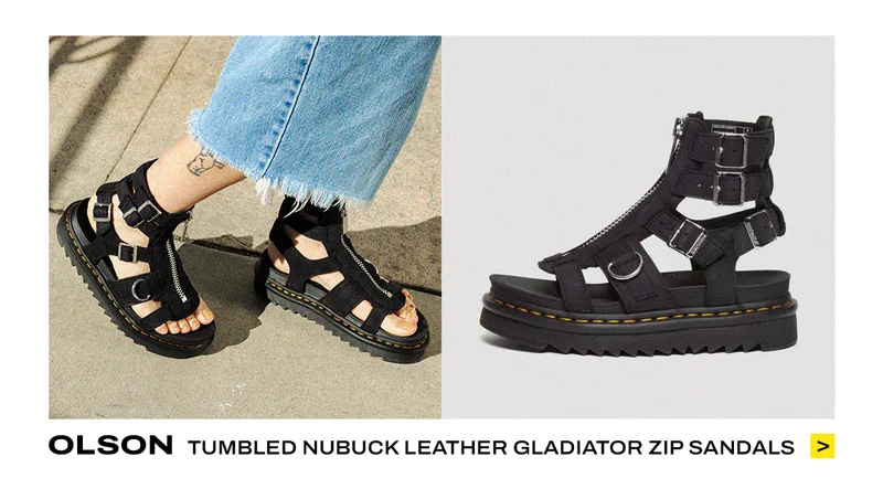 Olson Tumbled Nubuck Leather Gladiator Zip Sandals