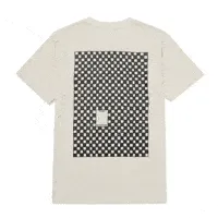 A showcase of Ace Hotel's T-shirts, with a striking checkered design on beige fabric, featured in a fluid rotation.