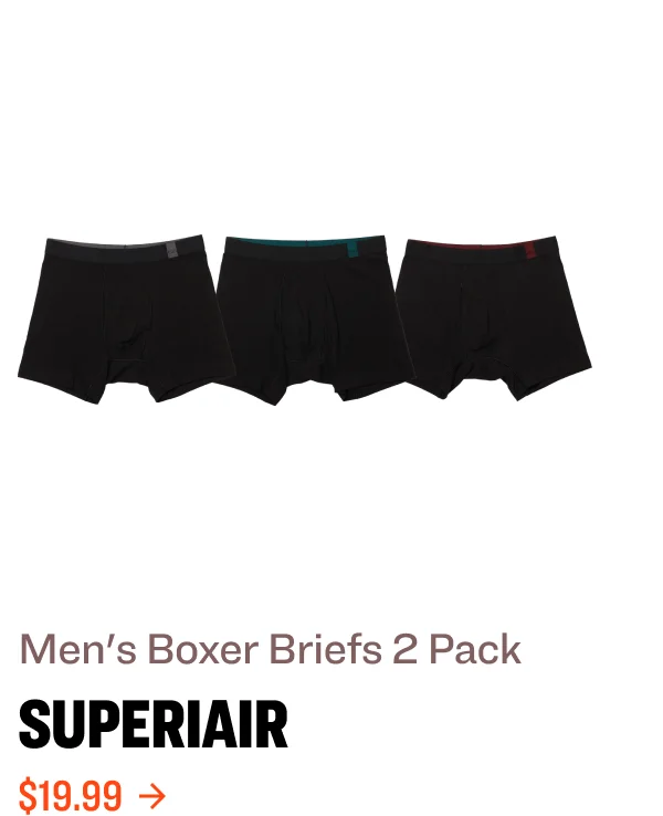 Men's Boxer Briefs 2 Pack SUPERIAIR $19.99